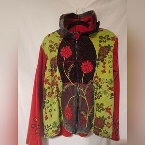 Floral Embroidered Women's Jacket Large